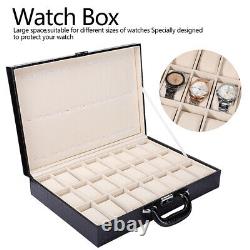 24 Slot Display Case Large Space Watch Box For Storage Display