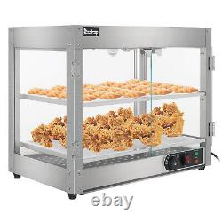 2 Tiers Commercial Countertop Heating Food Warming Pizza Display Case Storage