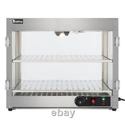 2 Tiers Commercial Countertop Heating Food Warming Pizza Display Case Storage