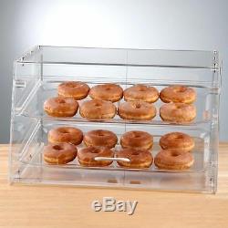 2 Tray Bakery Display Case Front Rear Door Donut Cookie Pastry Hotel Store