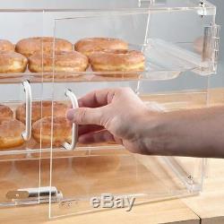 2 Tray Bakery Display Case Front Rear Door Donut Cookie Pastry Hotel Store