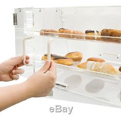 2 Tray Bakery Display Case Front Rear Door Donut Cookie Pastry Hotel Store