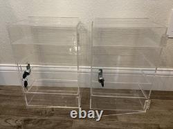 2x Acrylic Slatwall Display Cases Lockable Shelf Showcase Storage Box 15x10x5
