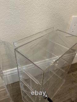 2x Acrylic Slatwall Display Cases Lockable Shelf Showcase Storage Box 15x10x5