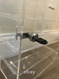 2x Acrylic Slatwall Display Cases Lockable Shelf Showcase Storage Box 15x10x5