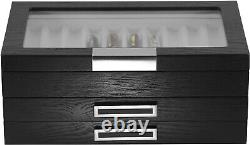 30Pcs Black Wood Pen Display Case Storage Box Fountain Pen Collection Box Gift