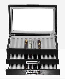 30Pcs Black Wood Pen Display Case Storage Box Fountain Pen Collection Box Gift