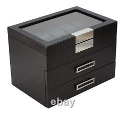30 Black Oak Watch Wooden Storage Display Box Display Case Chest Cabinet