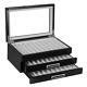 30 Piece Black Ebony Wood Pen Display Case Storage And Fountain Pen Collector