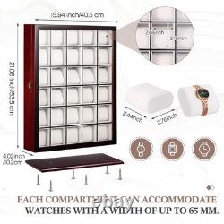 30 Piece Watch Display Case Wall Mounted Peach Shadow Box