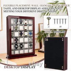 30 Piece Watch Display Case Wall Mounted Peach Shadow Box