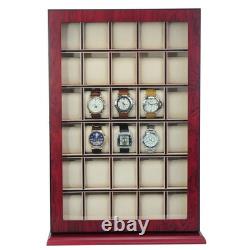 30 Watch Cherry Wood Display Wall Case Storage Organizer Box