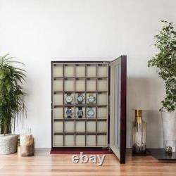 30 Watch Cherry Wood Display Wall Case Storage Organizer Box