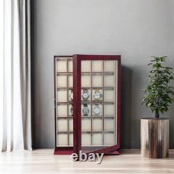 30 Watch Cherry Wood Display Wall Case Storage Organizer Box