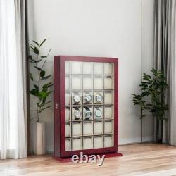 30 Watch Cherry Wood Display Wall Case Storage Organizer Box