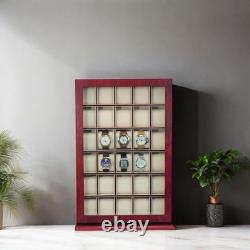 30 Watch Cherry Wood Display Wall Case Storage Organizer Box