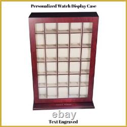 30 Watch Personalized Cherry Wood Display Wall Case Stand Storage Hang Organizer