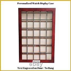 30 Watch Personalized Cherry Wood Display Wall Case Stand Storage Hang Organizer