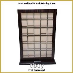 30 Watch Personalized Ebony Wood Display Wall Case Stand Storage Hang Organizer