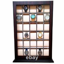 30 Watch Personalized Ebony Wood Display Wall Case Stand Storage Hang Organizer