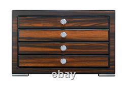 32 Pen slot Fountain Ebony Wood glass Display Case Organizer Storage Box Jewelry