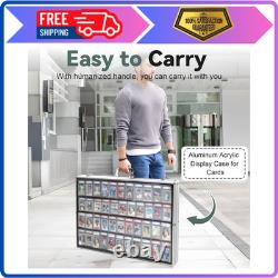 34x22 Silver Aluminum Trading Card Display Case Large Sports TCG Storage