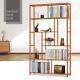 39brown Bamboostaggered Etagere6-tier Book Storage Rack Ornament Display Case