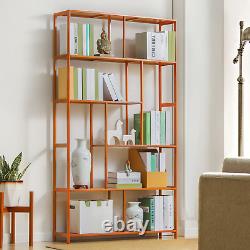 39Brown BambooSTAGGERED ETAGERE6-Tier Book Storage Rack Ornament Display Case