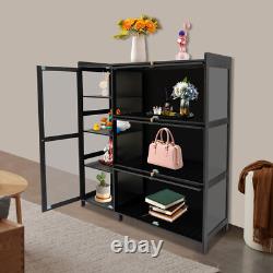 3 & 4-tiers Storage Cabinet With Glass Doors, display Case With 4 Shelves