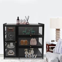 3 & 4-tiers Storage Cabinet With Glass Doors, display Case With 4 Shelves