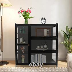 3 & 4-tiers Storage Cabinet With Glass Doors, display Case With 4 Shelves
