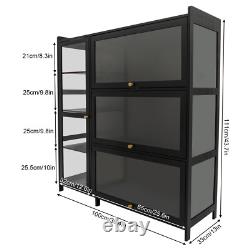 3 & 4-tiers Storage Cabinet With Glass Doors, display Case With 4 Shelves