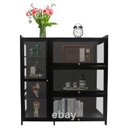 3 & 4-tiers Storage Cabinet With Glass Doors, display Case With 4 Shelves