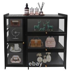 3 & 4-tiers Storage Cabinet With Glass Doors, display Case With 4 Shelves