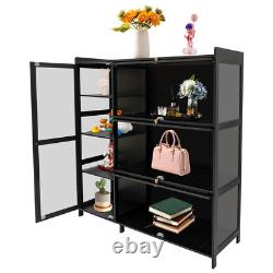 3 & 4-tiers Storage Cabinet With Glass Doors, display Case With 4 Shelves