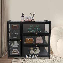 3 & 4-tiers Storage Cabinet With Glass Doors, display Case With 4 Shelves