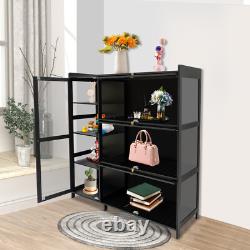 3 & 4-tiers Storage Cabinet With Glass Doors, display Case With 4 Shelves