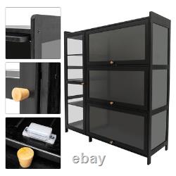 3 & 4-tiers Storage Cabinet With Glass Doors, display Case With 4 Shelves