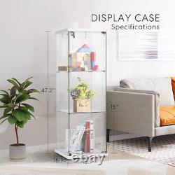 3-Shelf Glass Display Cabinet Glass Curio Cabinet Display Trophy Case Bookshelf
