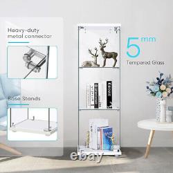 3-Shelf Glass Display Cabinet Glass Curio Cabinet Display Trophy Case Bookshelf