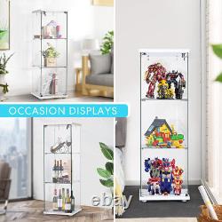 3-Shelf Glass Display Cabinet Glass Curio Cabinet Display Trophy Case Bookshelf