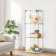 3-shelf Glass Display Cabinet Glass Curio Cabinet Trophy Case Bookshelf With Lock