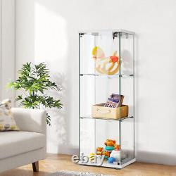 3-Shelf Glass Display Cabinet Glass Curio Cabinet Trophy Case Bookshelf with Lock