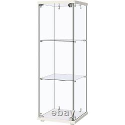 3-Shelf Glass Display Cabinet Glass Curio Cabinet Trophy Case Bookshelf with Lock