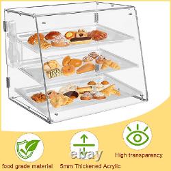 3 Tier Tray Acrylic Display Case Bakery Pastry Display Case with Front Rear Door