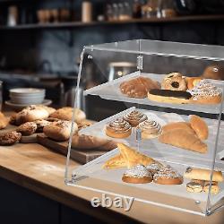 3 Tier Tray Acrylic Display Case Bakery Pastry Display Case with Front Rear Door