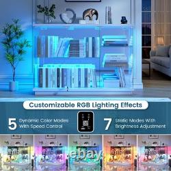 47W Large Display Case with RGB Lights, Glass Display Cabinet with Glass Doors