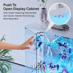 47W Large Display Case with RGB Lights, Glass Display Cabinet with Glass Doors