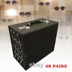 48 Grid Sunglasses Eyewear Display Box Lock Case Luxurious Eyeglasses Organizer