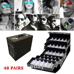 48 Pair Sunglass Watch Eyewear Display Tray Box Stand Suitcase Lockable Case
